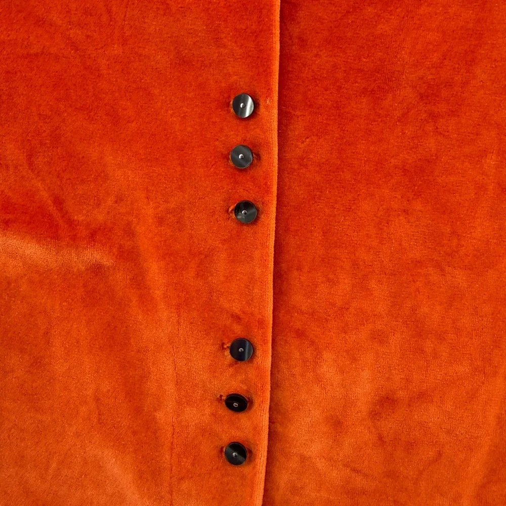 J. Jill Velour Cardigan Womens Large Orange Lace Velvet Trim Button Front Cotton - Picture 6 of 16
